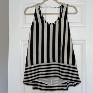 BCBGMAXAZRIA black and white stripe top with open back. Size medium